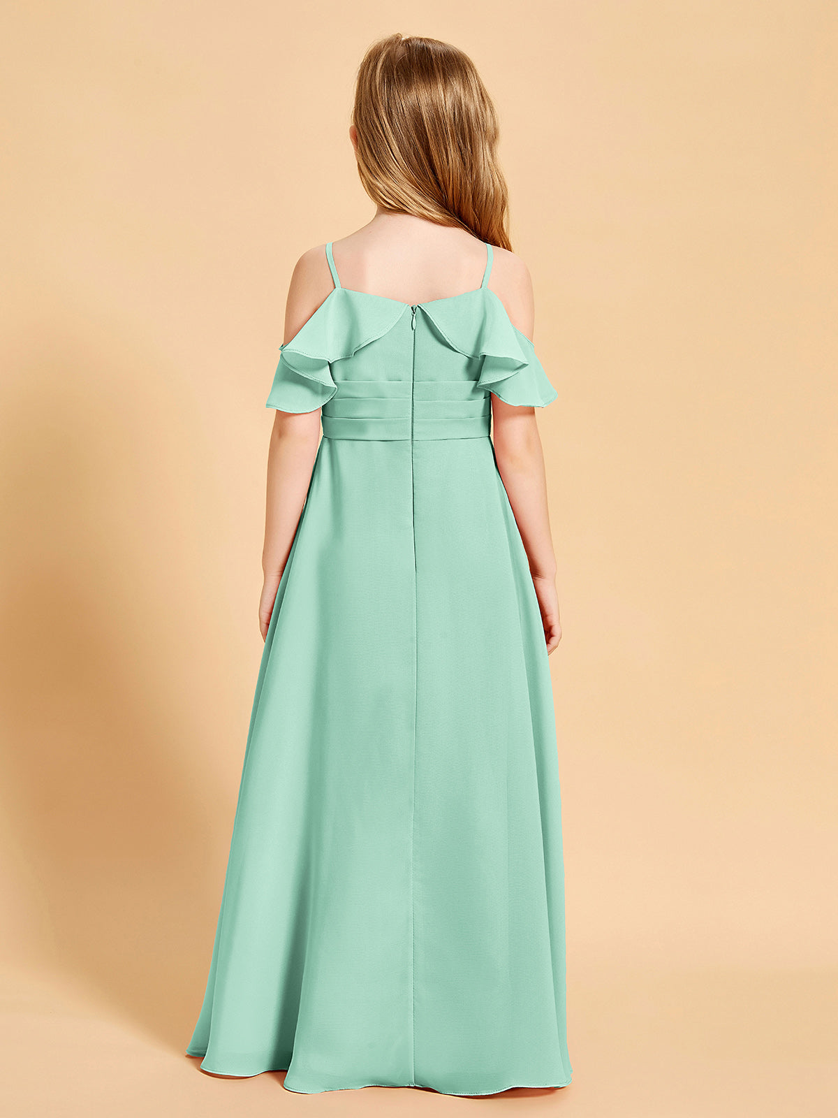 Off-the-Shoulder Bridesmaid Gown for Juniors Mint Green